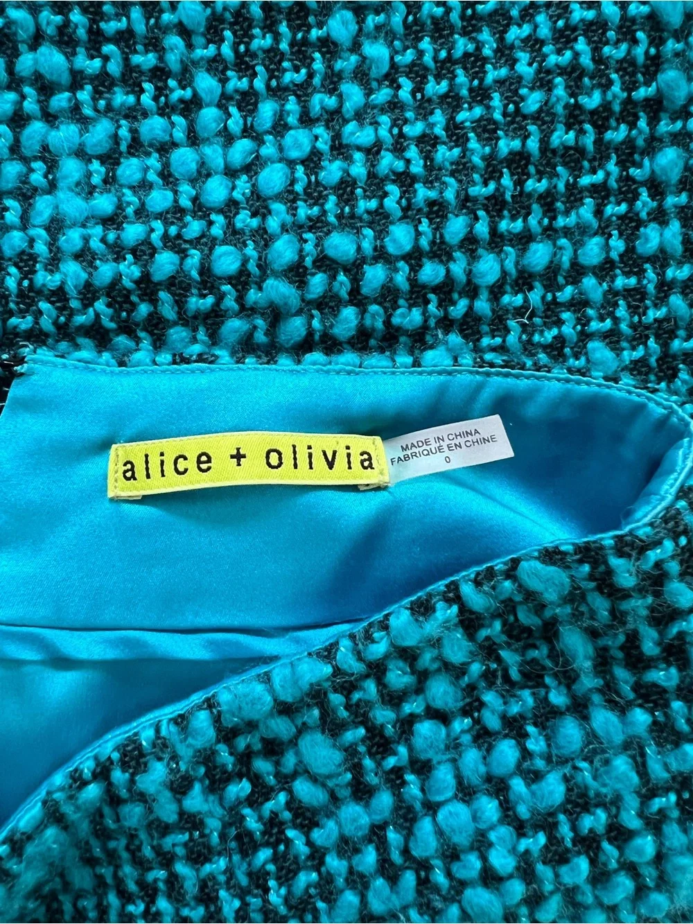 Alice + Olivia Turquoise and Black Tweed Mini Skirt - Picture 4 of 4